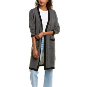 Joan Vass Charcoal Open Front Cardigan With Pockets